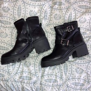 Sexy black leather boots Size 8 1/2
